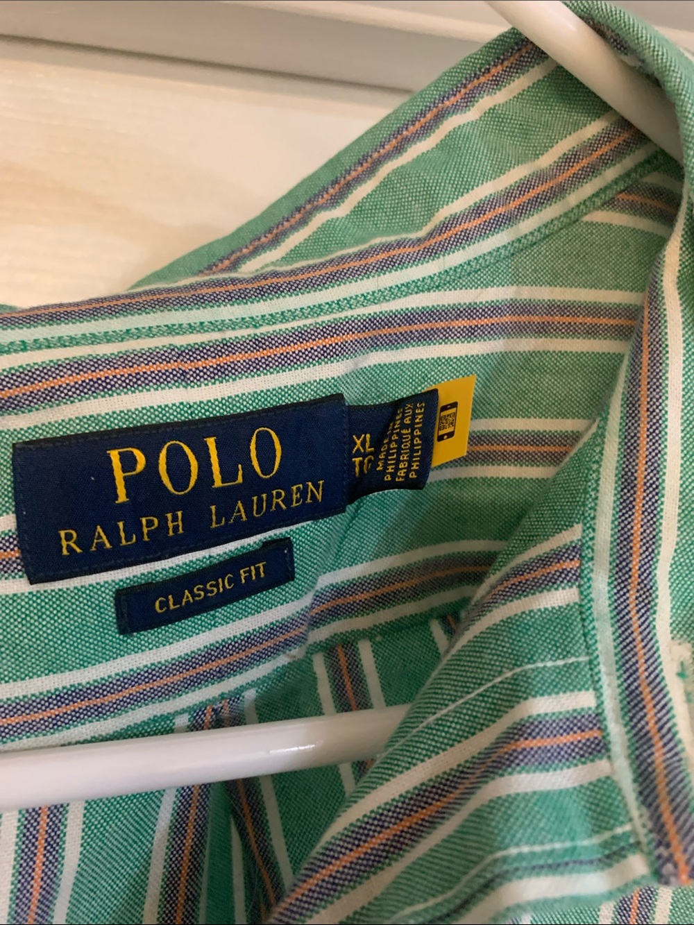 Polo by Ralph Lauren Green and White Striped Classic Fit Dress Shirt